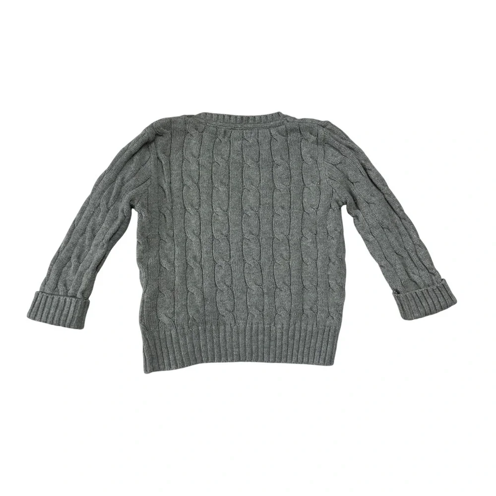 Toddler Boys Polo Ralph Lauren Gray Cable Knit Crewneck Sweater 18 Months